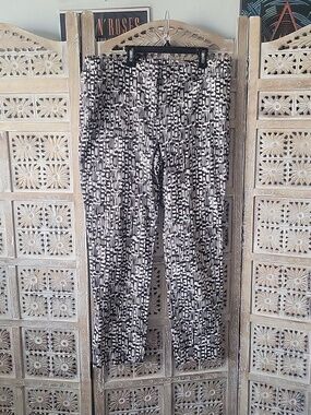 Chico's Black Label Print Sateen Ankle Pant Cocoa Bean 2
